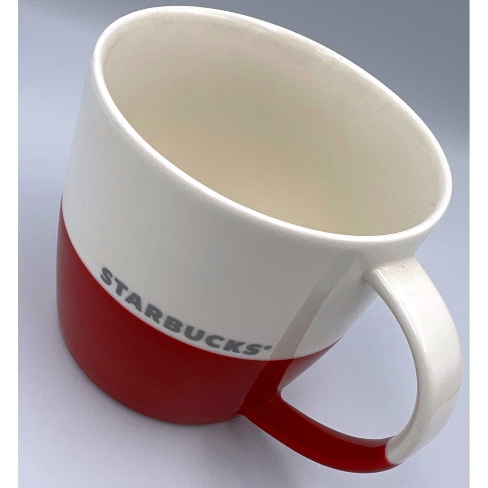 Starbucks Red & White Colorblock Mug 2011 New Bone China 12 oz